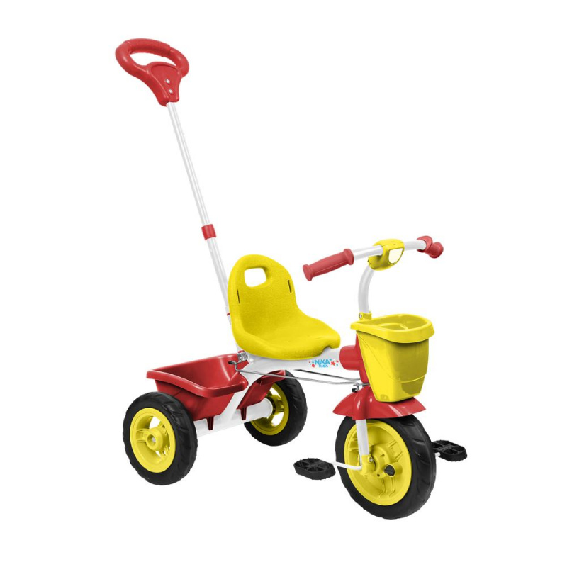 Велосипед детский трехколесный с управлемой ручкой ВДН2/1 красный с желтым