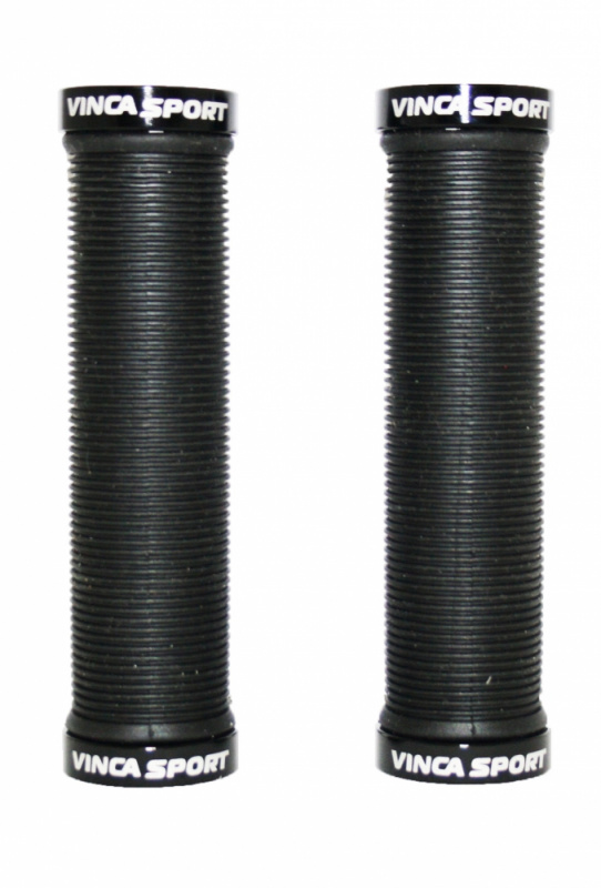 Грипсы с метал. зажимами, длина 129мм, черные, зажим черный, инд.уп. Vinca Sport H-G 119 black