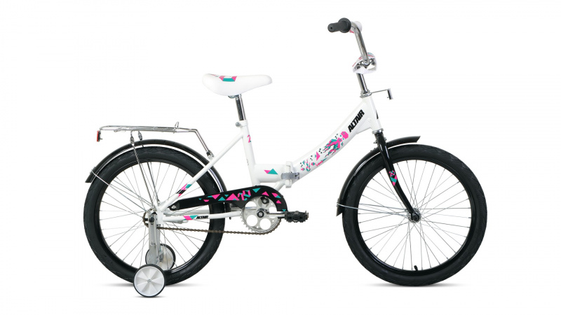 Велосипед Альтаир 20" KIDS compact скл (20" 1ск. с доп.колесами) белый