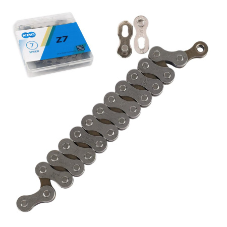 Велосипедная цепь KMC 6/7 speed. Z7. 1/2"x3/32"116звеньев. Pin Length 7.3mm. С замком.