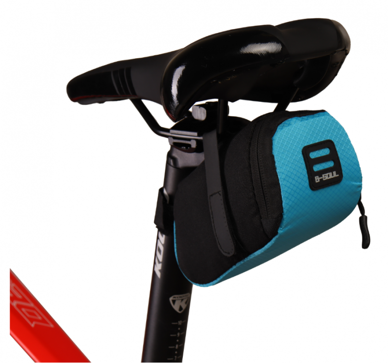 Сумка велосипедная подседельная BICYCLE SOUL, отделение на молнии, крепление velcro, чёрно-голубая