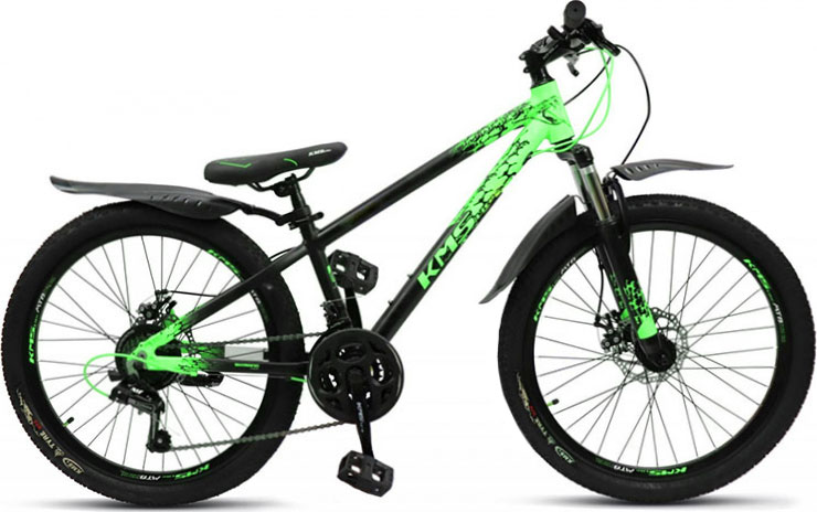 Велосипед КМС ЛАЙТ MD255 (24" 21 ск. ДИСК.алюм) черный/зеленый