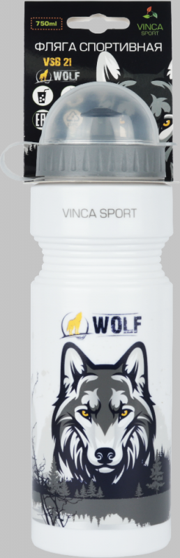 Фляга велосипедная с защитой от пыли 750мл, "волк", инд.уп. Vinca sport VSB 21 wolf