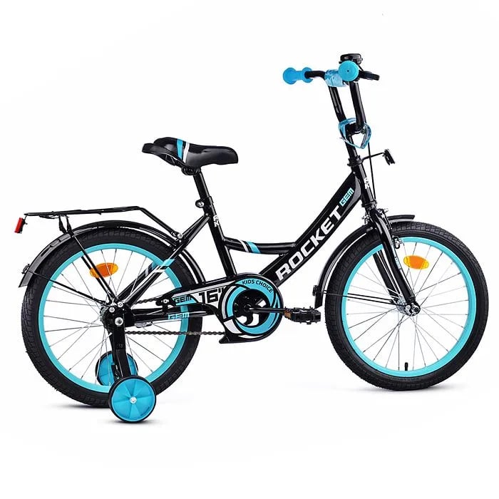 Велосипед детский с доп колесами 14" Rocket Gem, цвет черный