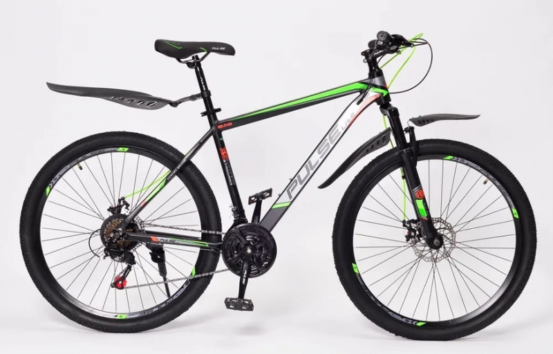 Велосипед Pulse lite  27,5"  MD-5100 (27,5" 21 ск алюм) черный/зеленый/оранжевый