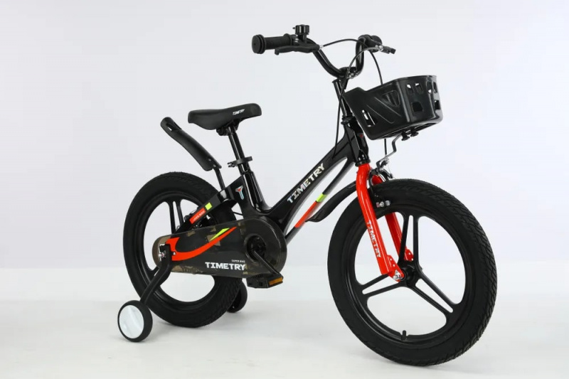 Велосипед детский с доп колесами Time Try 14" TT5005 (черный) 