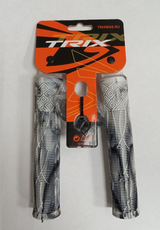 Грипсы для велосипеда Trix, для BMX, резиновые, 166мм, противоскользящие, черный-белый
