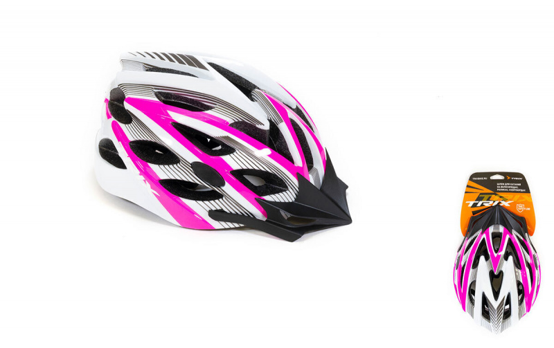Шлем вело TRIX, кросс-кантри, 25 отверстий, регулировка обхвата, размер: M 57-58см, In Mold, розово-