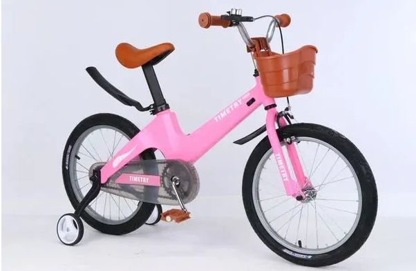 Велосипед детский с доп колесами (М) Time Try  18" TT5004 рама Магний цвет розовый