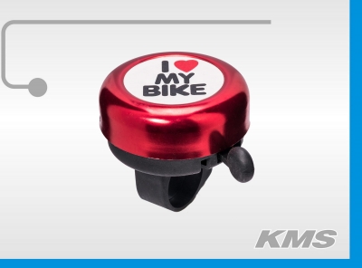 Звонок для велосипеда "I love my bike" алюм./пласт красный