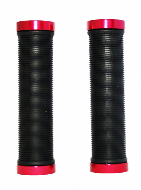 Грипсы с метал. зажимами, длина 129мм, черные, зажим красный, инд.уп. Vinca Sport H-G 119 black/red