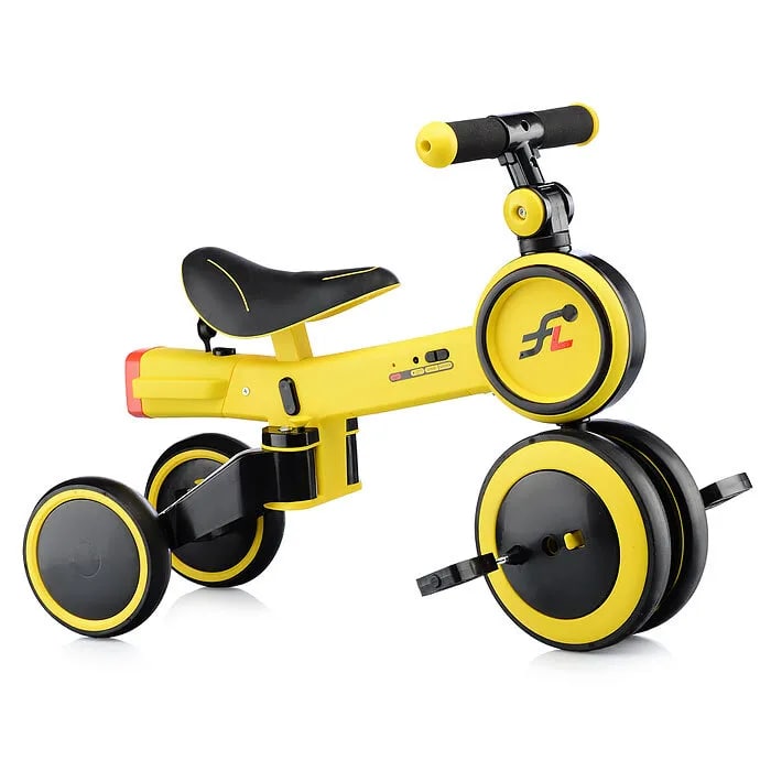 Велосипед-трансформер детский 3в1, свет/звук/дым, желтый