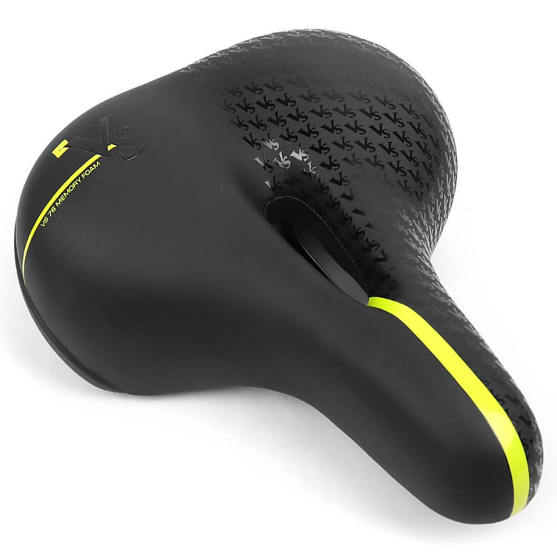 Седло комфортное, 250*200мм,с отверстием, черное, надпись зеленым, Vinca Sport