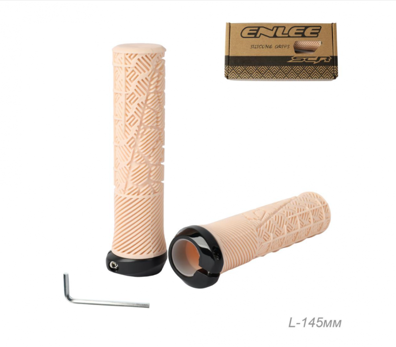Грипсы 145 мм, ENLEE с PC струбцинами, Материал: Special Soft TPE+PP5, Цвет: Morandipink