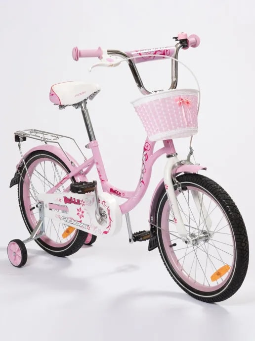 Велосипед детский с доп колесами Rook Belle 18" ( розовый )