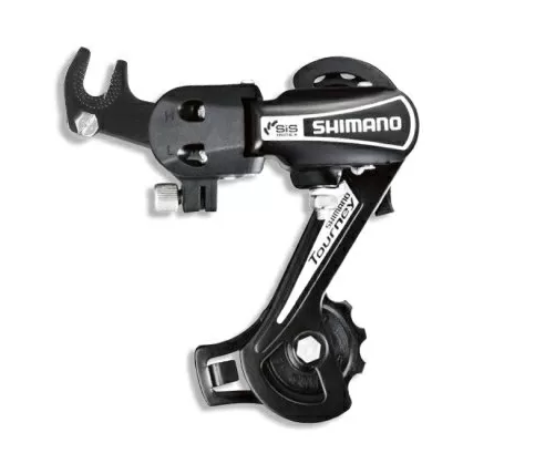 Переключатель задний "Shimano" Tourney, TY21 (крюк) 6ск, цв. черн 	