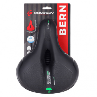 Седло велосипедное комфортное COMIRON BERN N669A 255x210, Эластомер с пресс. принтом