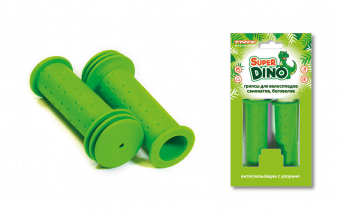 Грипсы для велосипеда TRIX Super Dino , резиновые,102 мм,антискользящие с упорами,зеленые 