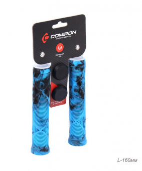 Грипсы для велосипеда, 160мм, 2 шт, горубые + 2 заглушки.