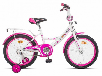 Велосипед детский с доп колесами MaxxPro 18"  (N18-4 бело-розовый)