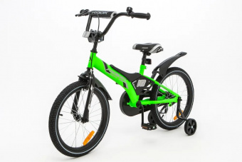 Велосипед детский с доп колесами Rook Motard 18" зеленый