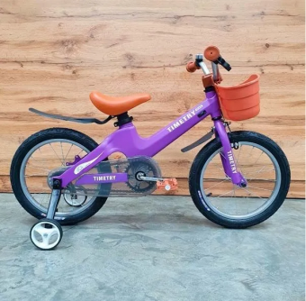 Велосипед детский с доп колесами (М) Time Try  18" TT5004 рама Магний цвет фиолетовый