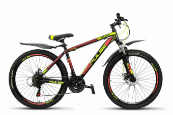 Велосипед Pulse (Пульс) 26" MD4000 (26" 21 ск. сталь, рост 19") черный/зелено/оранжевый