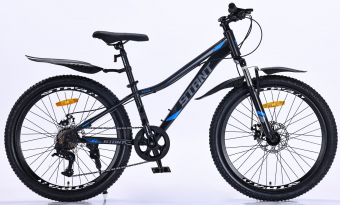 Велосипед скоростной (M) 24" STANT MD415 12", 6 ск, черный/синий