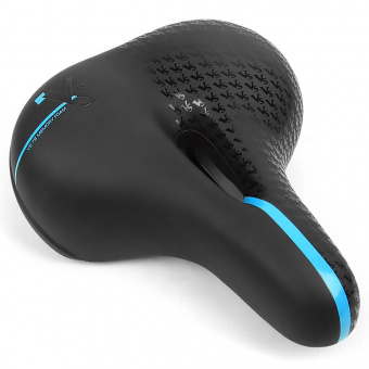 Седло комфортное, 250*200мм,с отверстием, черное, надпись синим Vinca Sport	