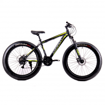 Велосипед фэт-байк 26"x4" рама 17" 24sp COMIRON "CHUBBY" GTF2624, аморт. вилка Черный-желтый