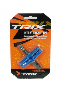 Колодки тормозные TRIX, для V-br, 70мм, резьбовые, с шайбами и гайками, комплект -2шт., синие, инди