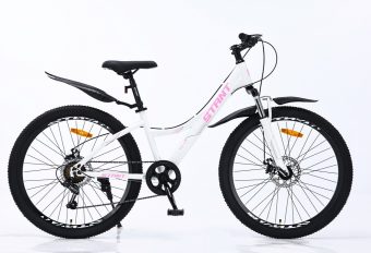 Велосипед скоростной (M) 26" STANT MD515 14", 6 ск, белый/розовый