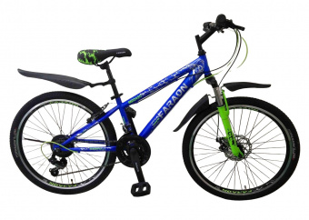 Велосипед Faraon 24" MD2420 (24" 21 ск. Диск, сталь) сине-зеленый
