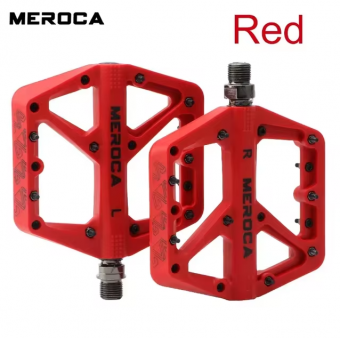 Педали MEROCA PLATFORM нейлоновые, 112x115x12,5мм, резьба 9/16", со сменными шипами, красные