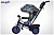 Трехколесный велосипед с крышей и родительской ручкой ВИВАТ ПРИНТ - СИНИЙ (надувные колеса)