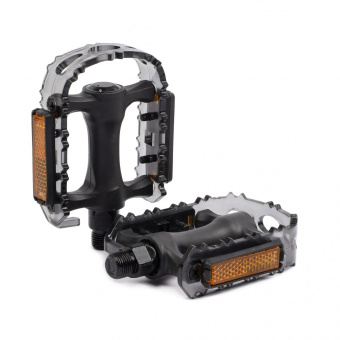 Педаль MTB HONGDING HD-905 PC, 9/16 резьба, PP+PC корпус, сталь. подшипник, 103х82мм, с рефлектором