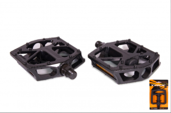 Педали TRIX PLATFORM алюминиевые, 112x111мм, резьба 9/16", с шипами, черные