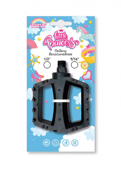Педали детские TRIX Little Princess, пластиковые, 100x80мм, резьба 9/16", с шипами, черные
