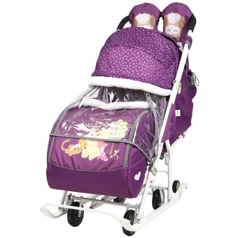 Санки-коляска Disney-baby 2 Винни пух Баклажановый