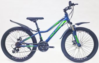 Велосипед скоростной(M) 24" STANT MD400 12", 21 скорость темно-синий/зеленый