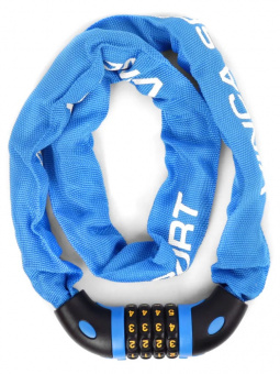 Замок вел.кодовый- цепь 6*1000мм, голубая оплетка, инд.уп. Vinca Sport	