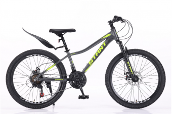 Велосипед скоростной (M) 24" STANT MD4600 рама 12" АЛЮМИНИЙ, 21 ск,  серый/желтый