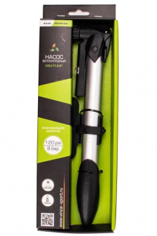 Насос Vinca Sport, Манометр, 120psi (8 бар), авто/вело, шланг, алюм. корпус, игла для мяча, 