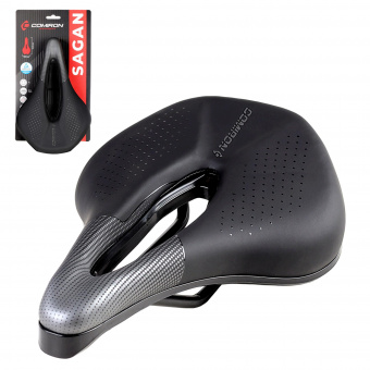 Седло велосипедное MTB COMIRON SAGAN M046A 245X155, Технологии: DW, ED. Верх: PU принтованный глянец