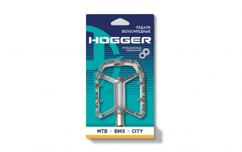 Педали HOGGER MTB алюминиевые, 109x90мм, резьба 9/16", промподшипники, серые