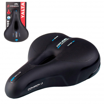 Седло велосипедное комфортное COMIRON YALTA C036 255x190, Технологии: ED, Эластомер, Верх: PU