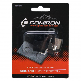 Колодки тормозные органические COMIRON RESIN P05/P09, для тормозных систем: SHIMANO XTR/XT/DEORE/SLX