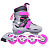 Роликовые коньки раздвижные ROCKET,PU колёса со светом, размер S(31-34) розовые, в сумке