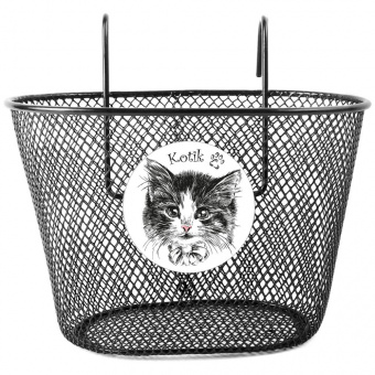 Корзинка на самокат или детский велосипед стальная, Kotik, 240x150x150мм, черная