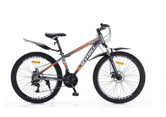 Велосипед скоростной (M) 26" STANT MD605 рама 14" АЛЮМИНИЙ, 21 ск,серый / оранжевый 